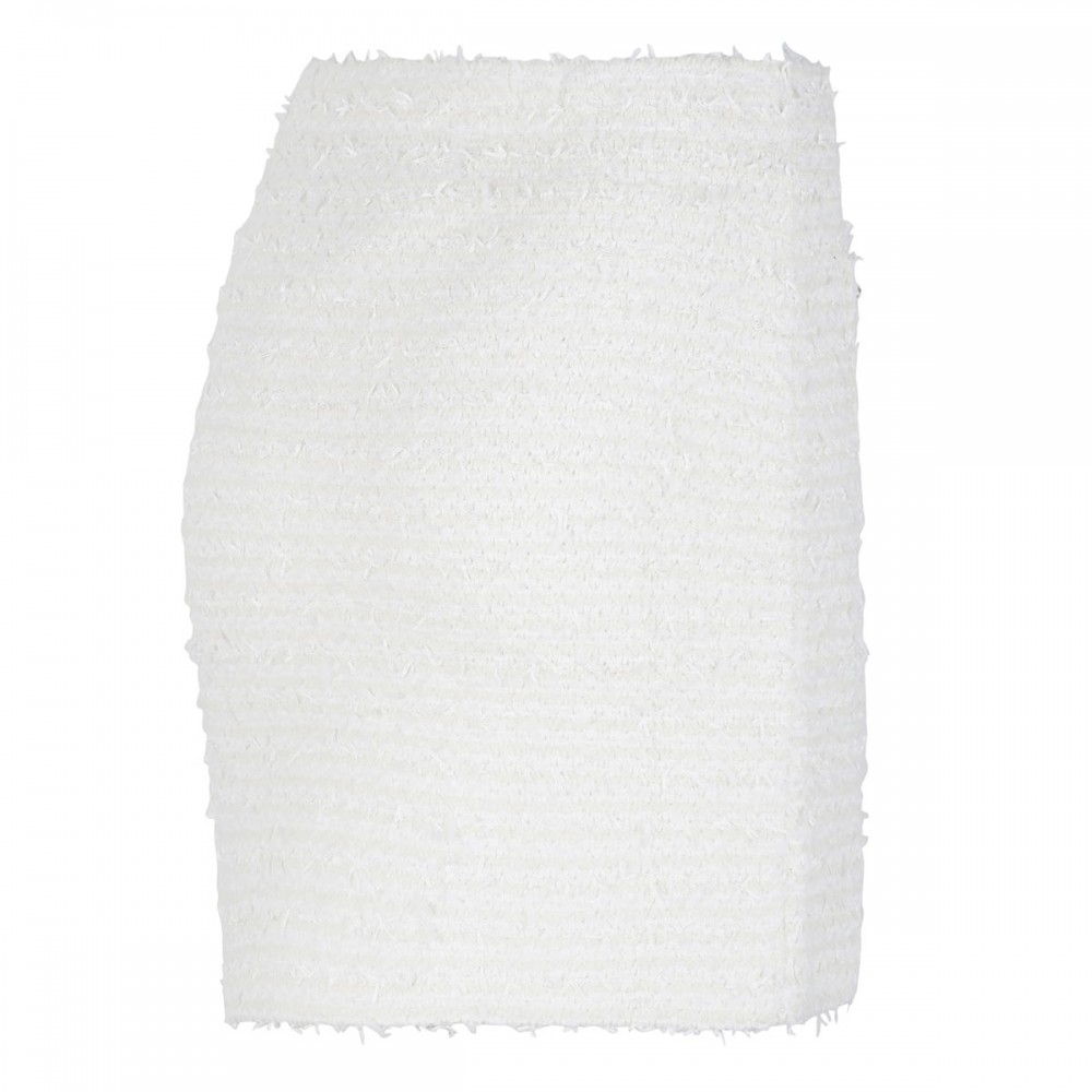 Cream textured knit mini skirt