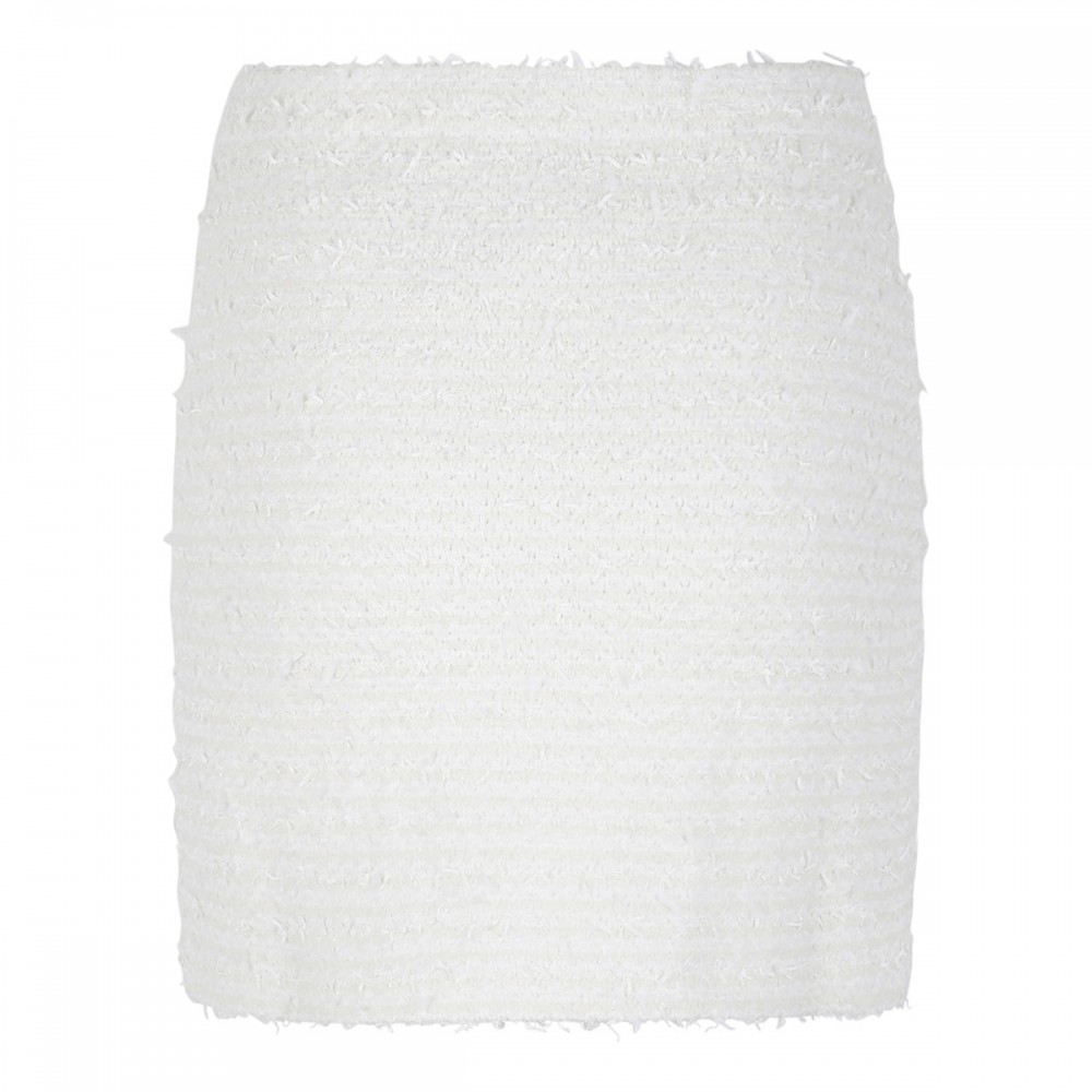 Cream textured knit mini skirt