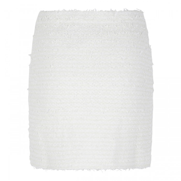 Cream textured knit mini skirt