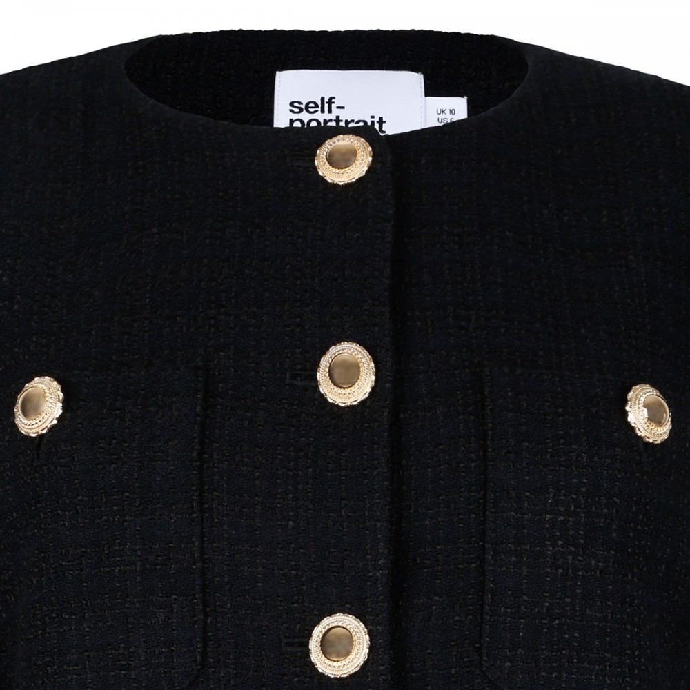 Black bouclé fur cuff jacket