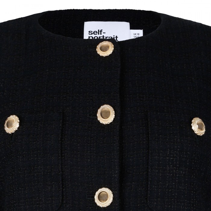 Black bouclé fur cuff jacket