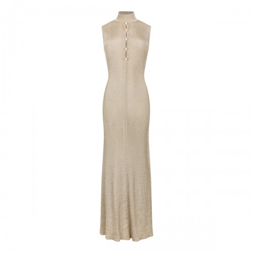 Gold lurex knit maxi dress