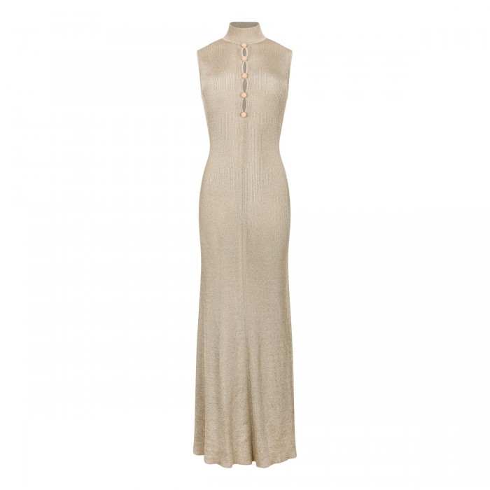 Gold lurex knit maxi dress
