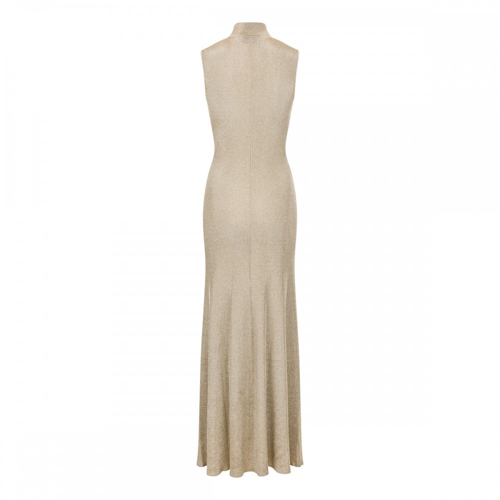 Gold lurex knit maxi dress