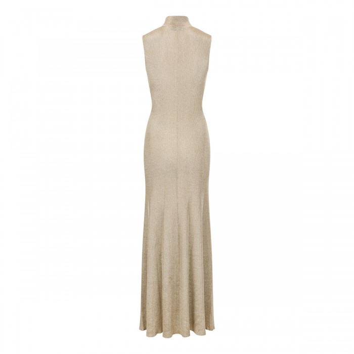 Gold lurex knit maxi dress