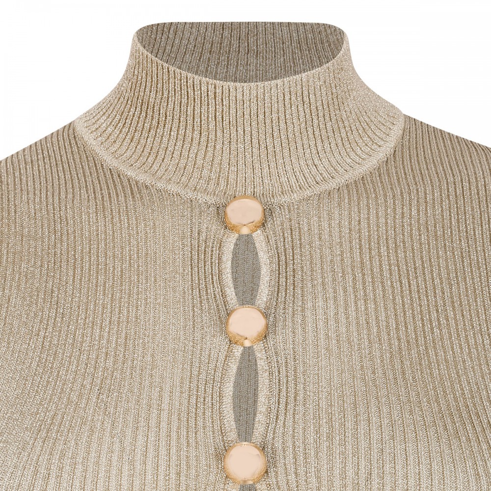 Gold lurex knit maxi dress