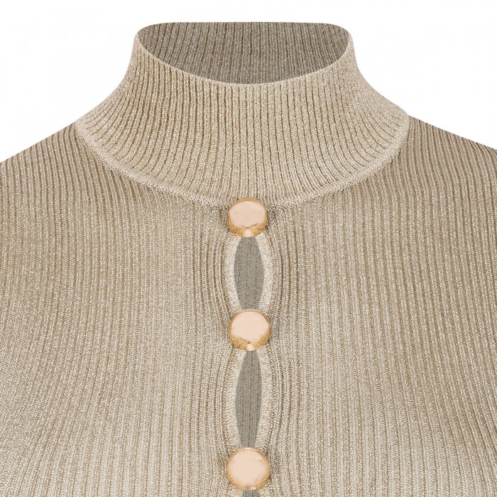 Gold lurex knit maxi dress