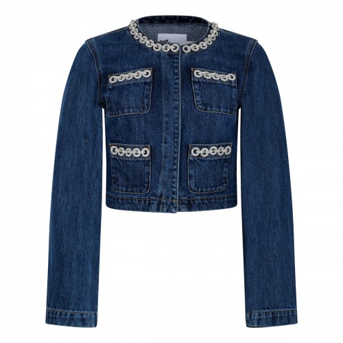 Crystal trim denim jacket