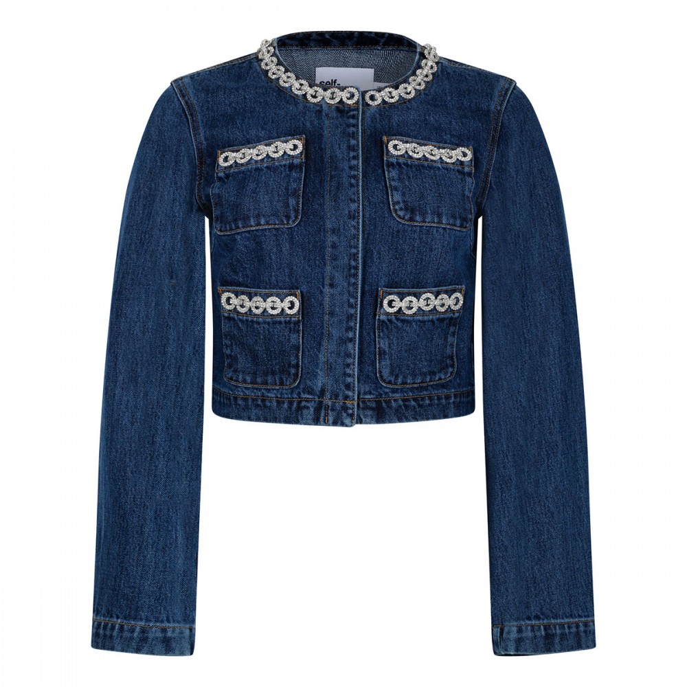 Crystal trim denim jacket