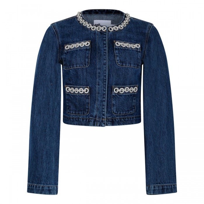 Crystal trim denim jacket