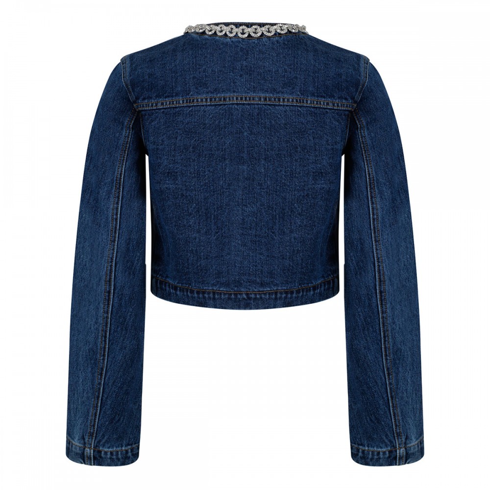 Crystal trim denim jacket
