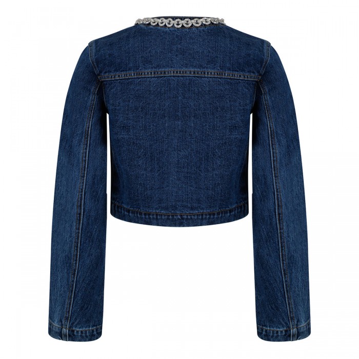 Crystal trim denim jacket