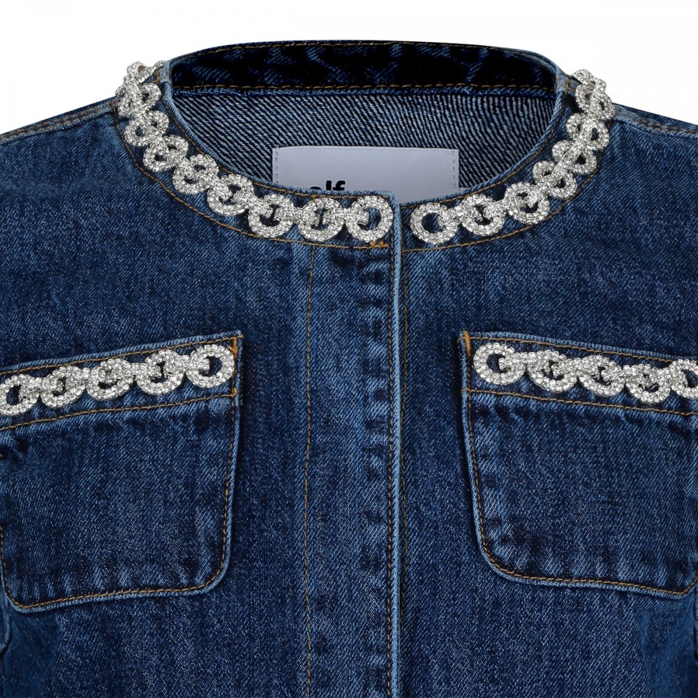 Crystal trim denim jacket