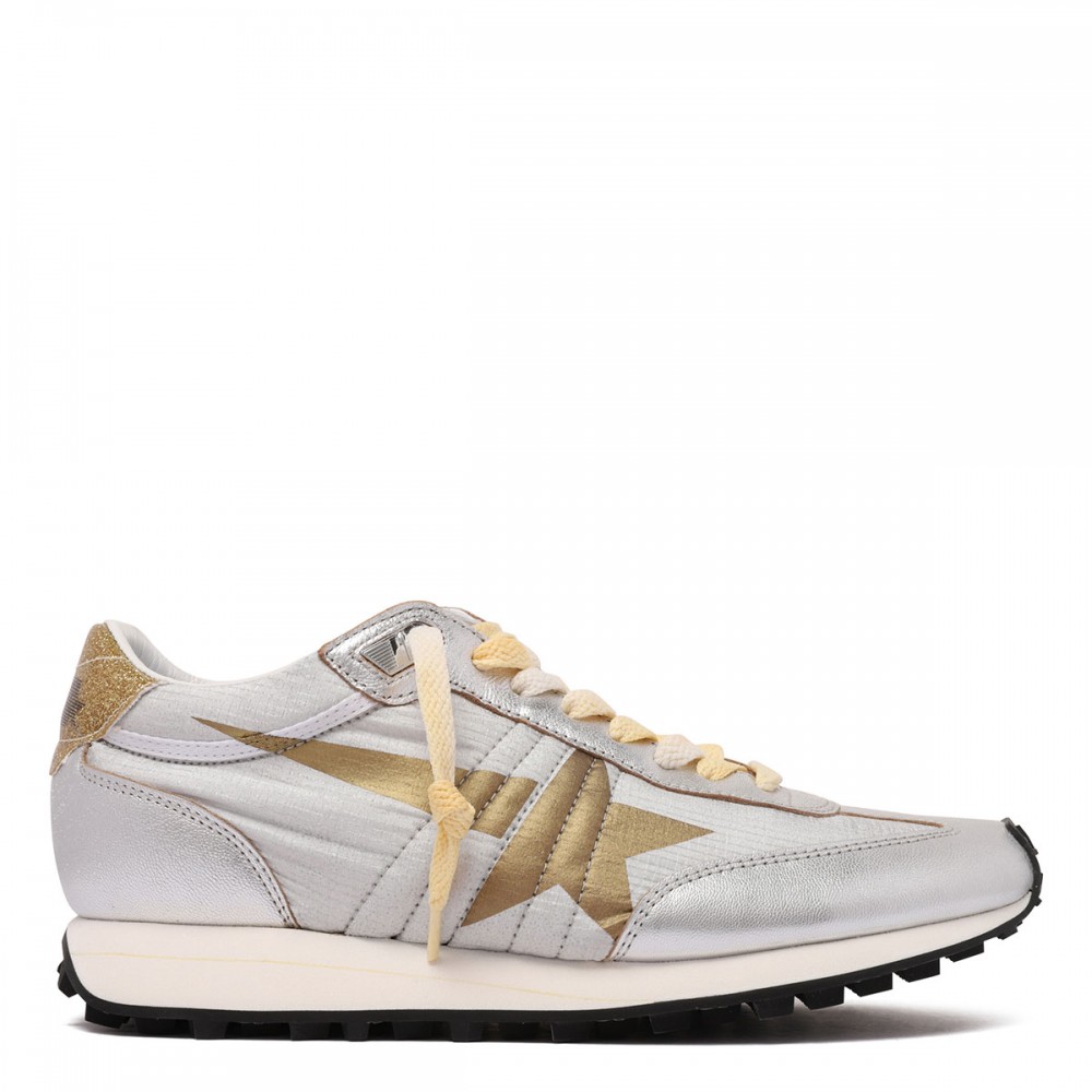 Marathon silver and golden sneakers
