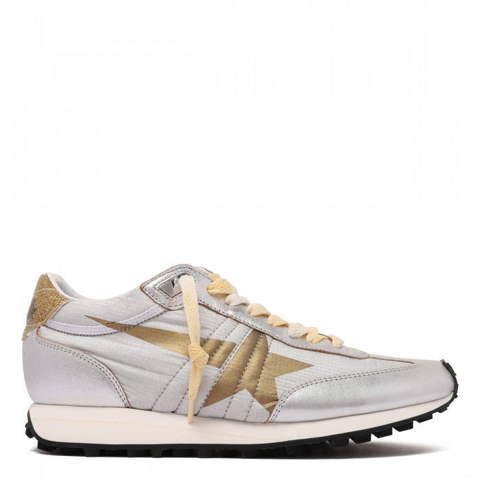 Marathon silver and golden sneakers