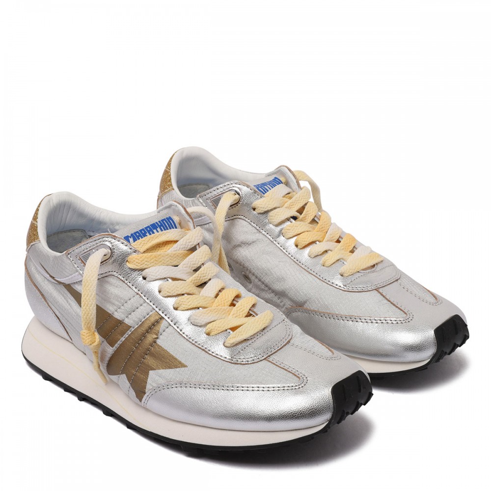 Marathon silver and golden sneakers