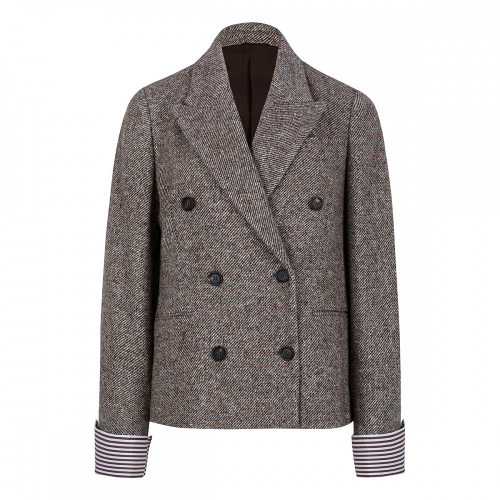 Herringbone double breasted blazer