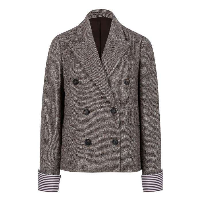 Herringbone double breasted blazer