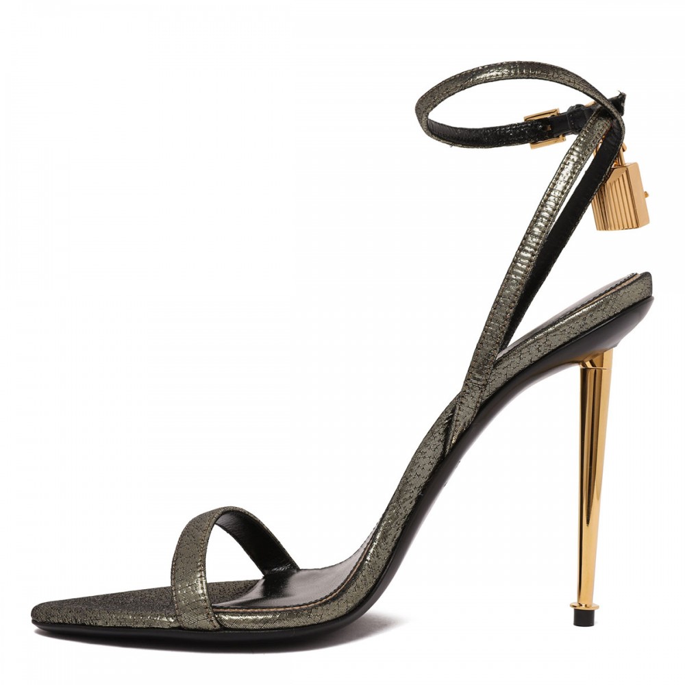 Padlock leather sandals