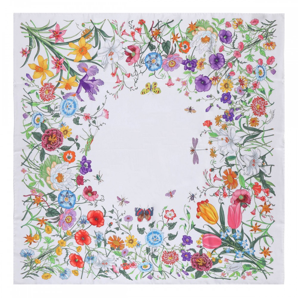 Flora silk twill scarf