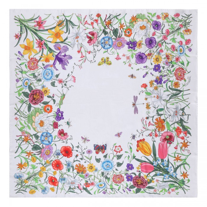 Flora silk twill scarf