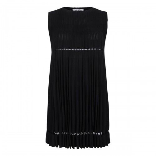 Pleated knit mini dress