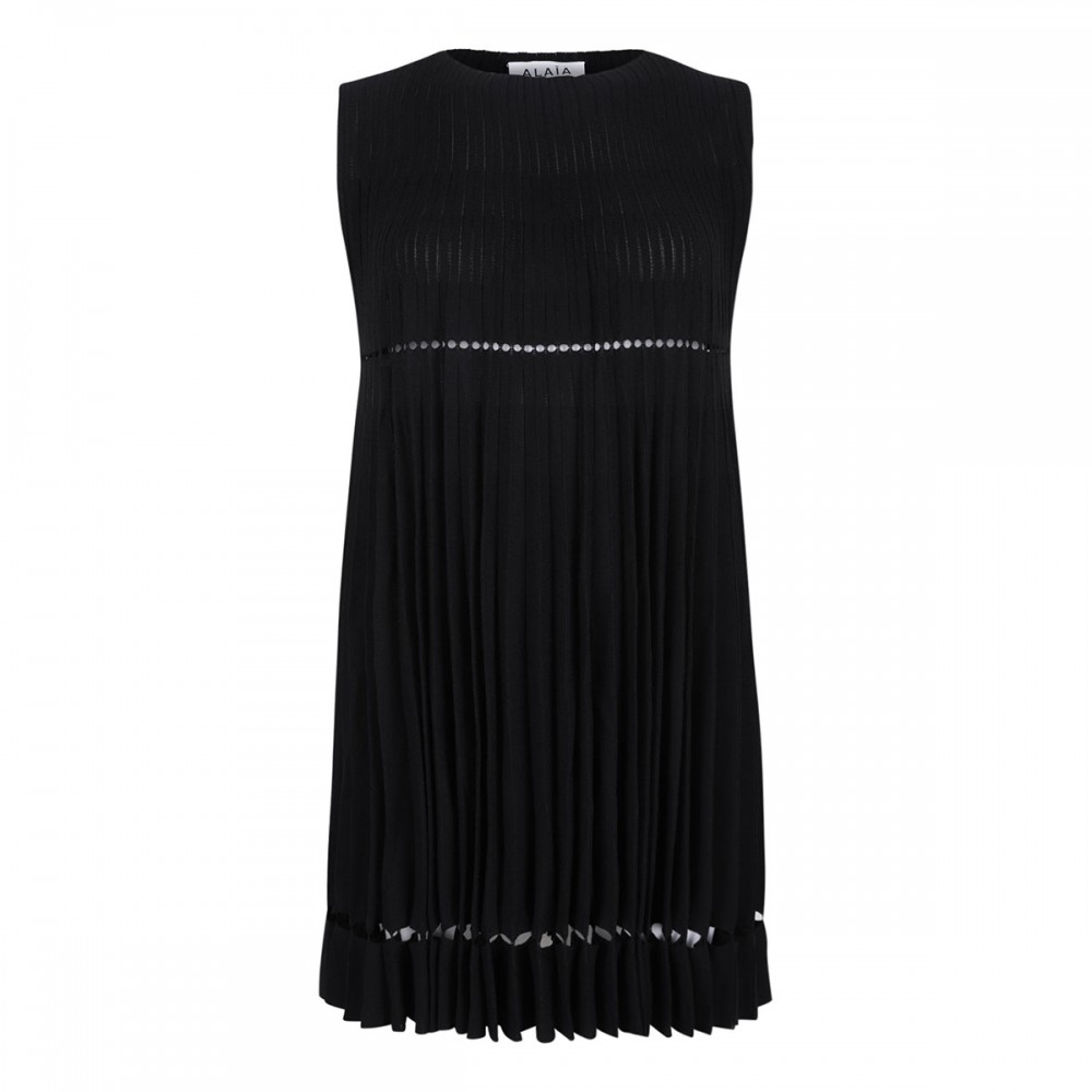 Pleated knit mini dress
