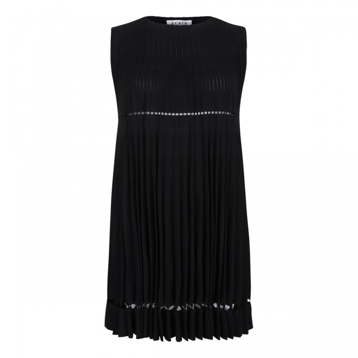 Pleated knit mini dress