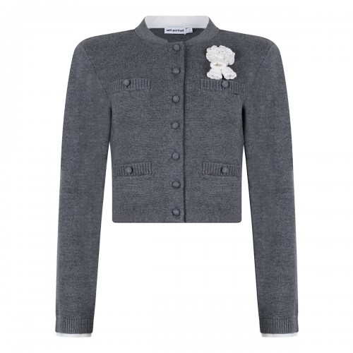 Gray crochet flower cardigan