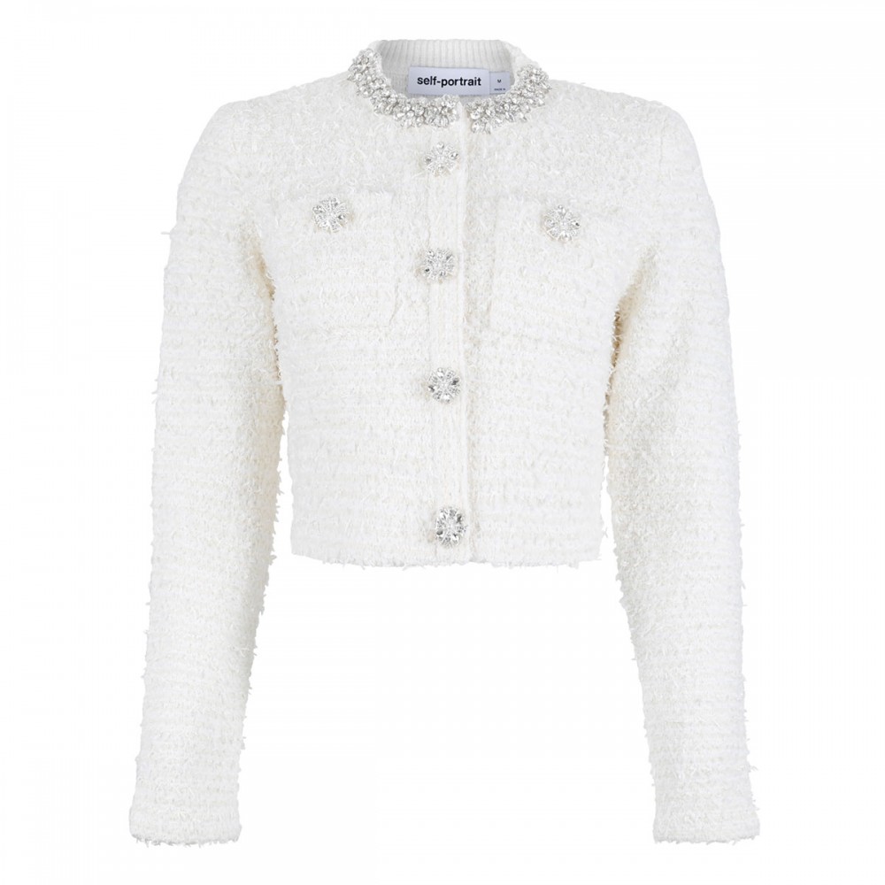 Cream textured knit cardigan