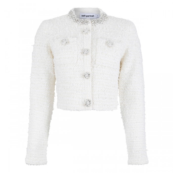 Cream textured knit cardigan