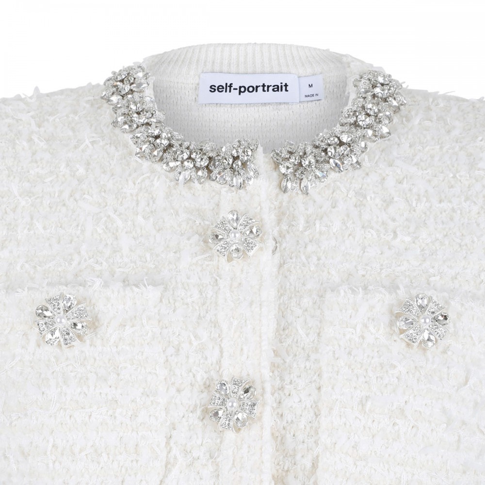 Cream textured knit cardigan