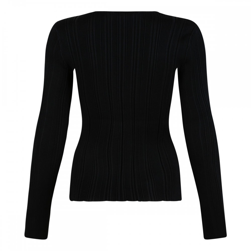 Black lace trim knit top