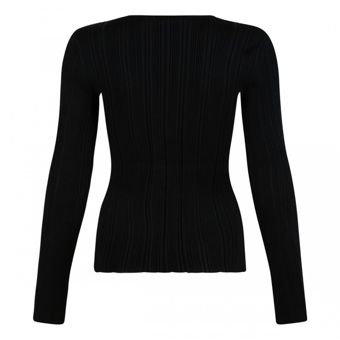 Black lace trim knit top