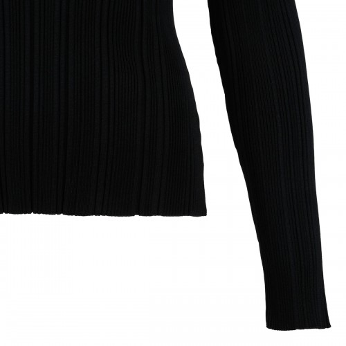 Black lace trim knit top 2