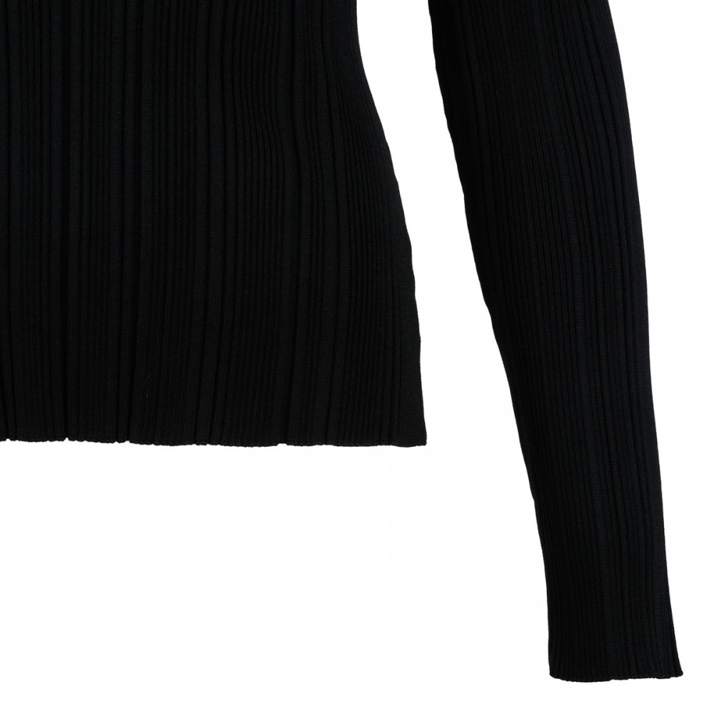 Black lace trim knit top