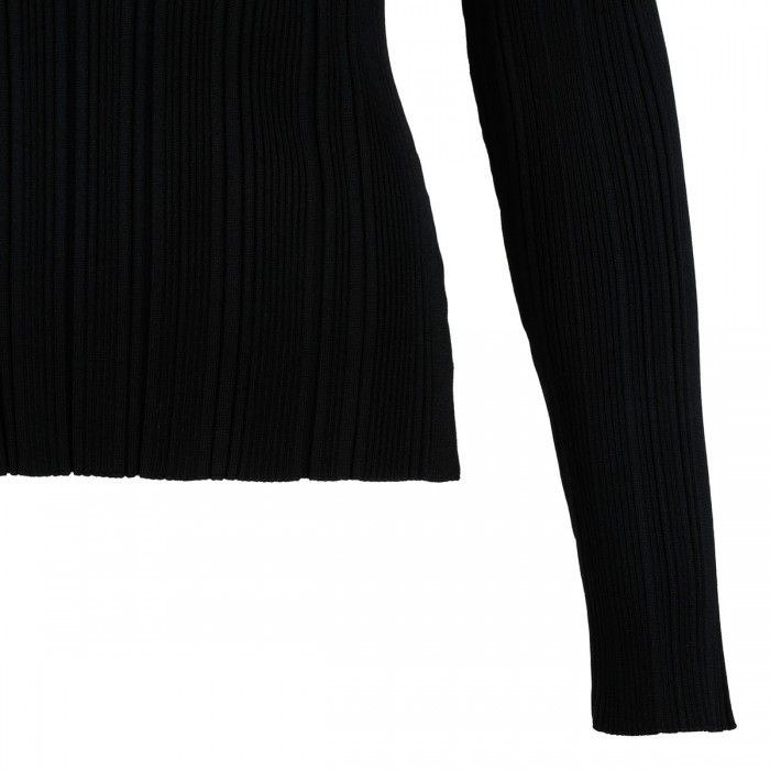 Black lace trim knit top