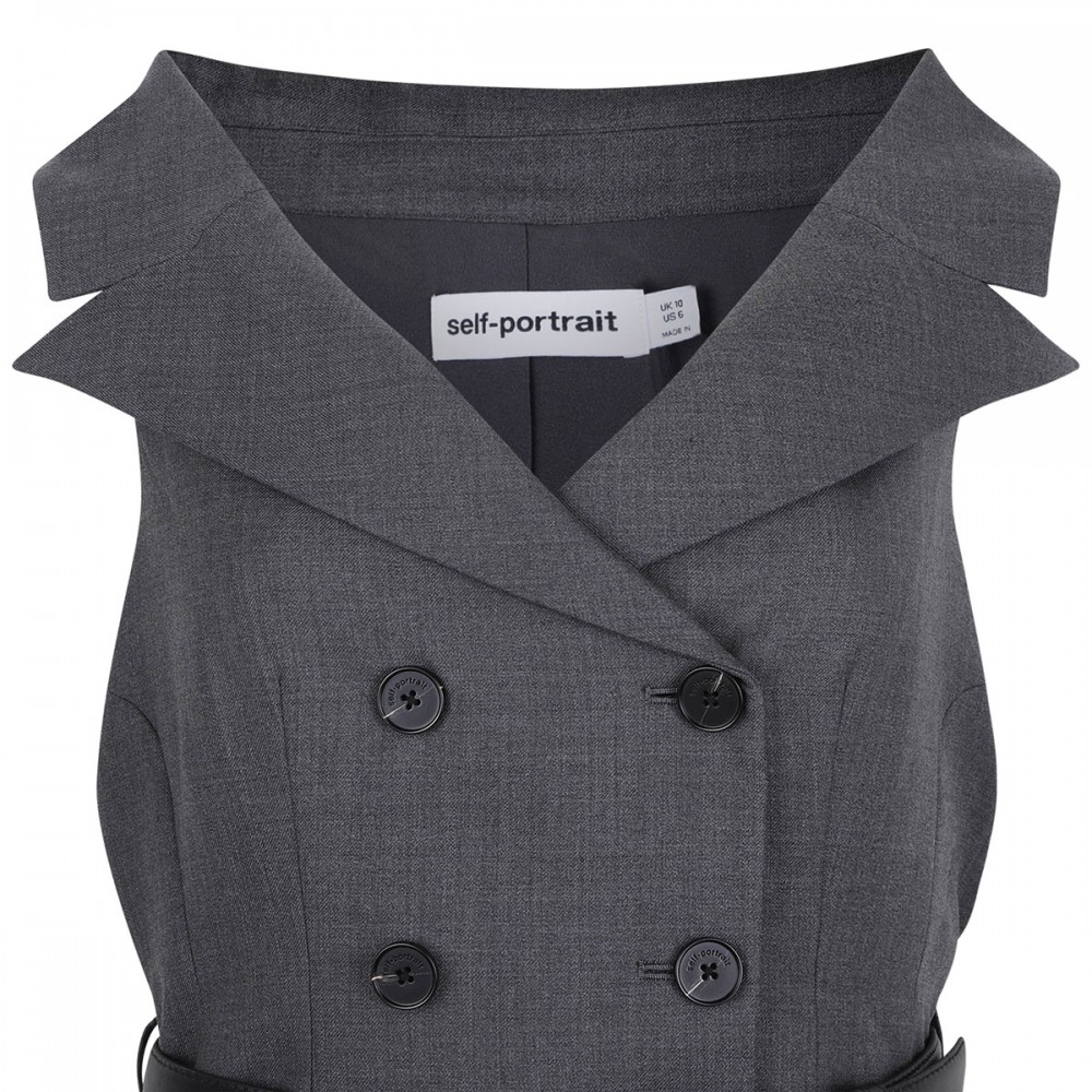 Gray wool tailored midi dress