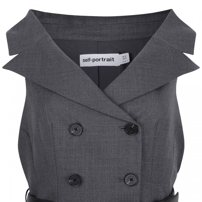 Gray wool tailored midi dress