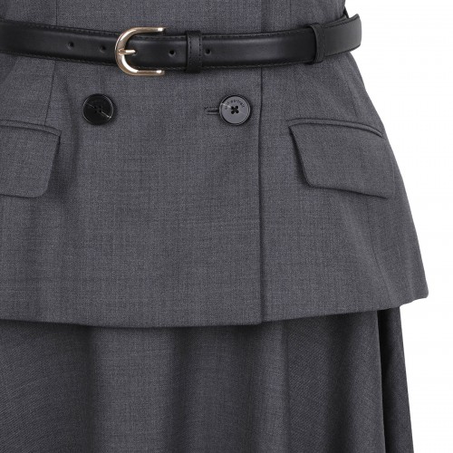 Gray wool tailored midi dress 2