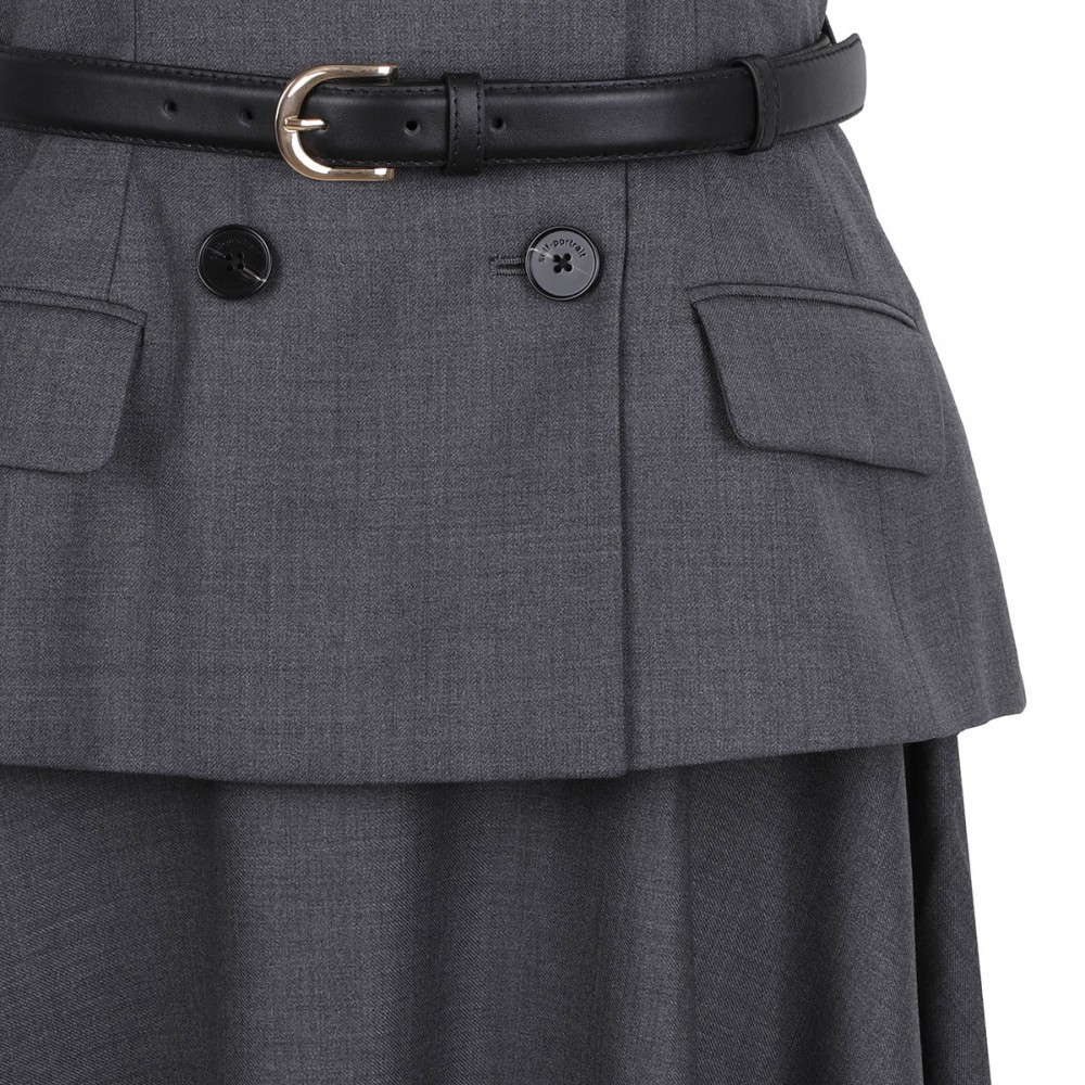 Gray wool tailored midi dress