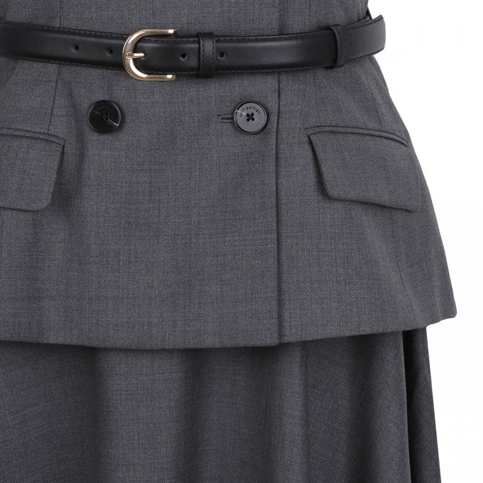 Gray wool tailored midi dress