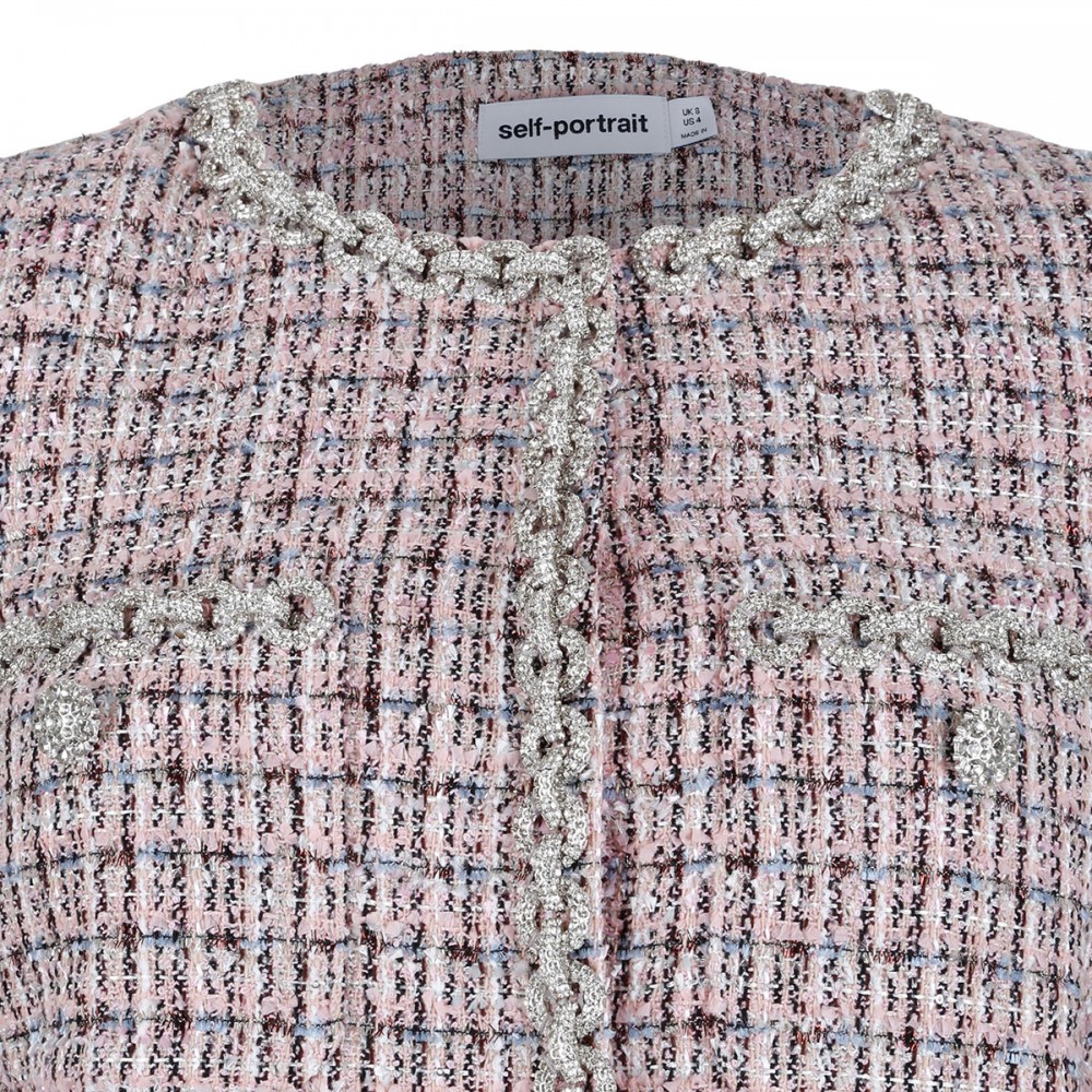Pink bouclé fur cuff jacket