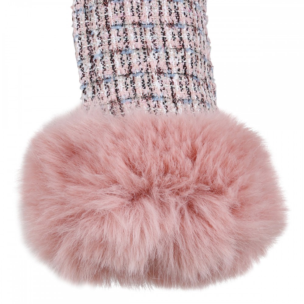 Pink bouclé fur cuff jacket