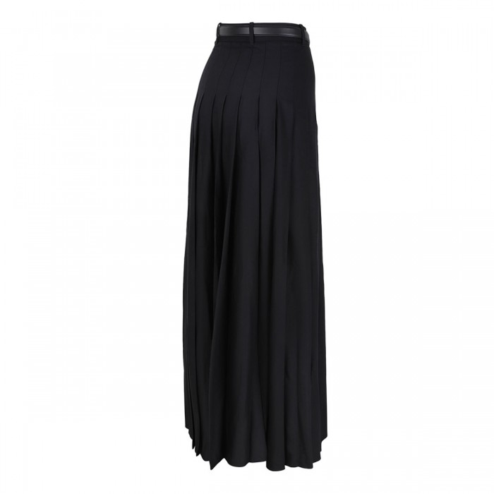 Black pleated twill maxi skirt