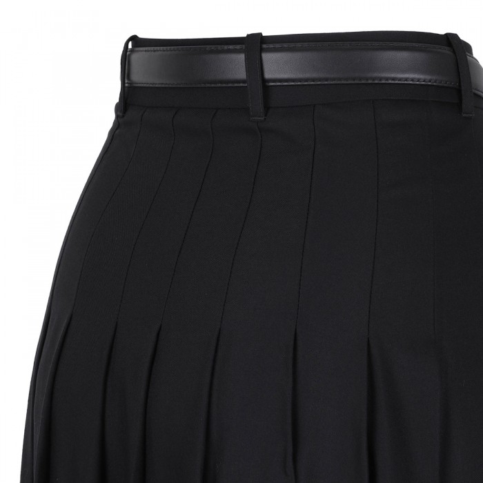 Black pleated twill maxi skirt