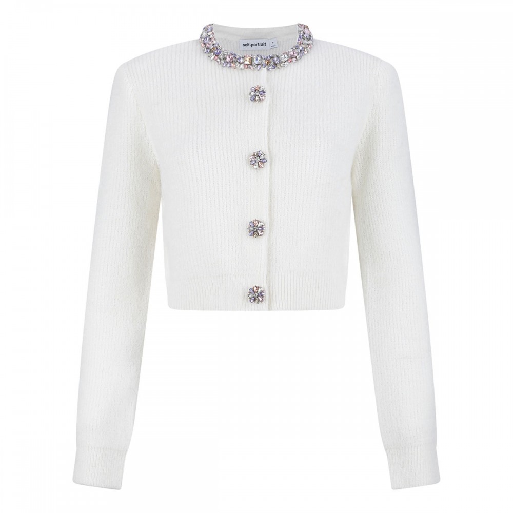 Cream embellished trim cardigan