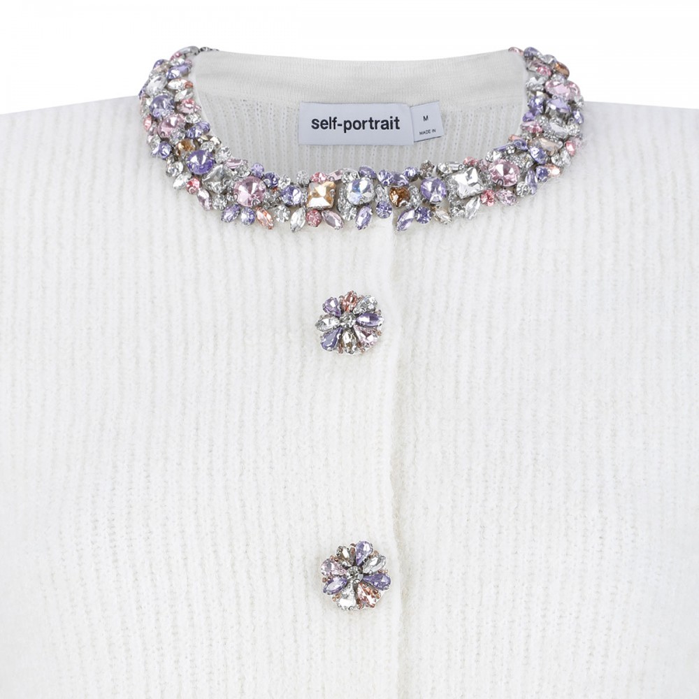 Cream embellished trim cardigan