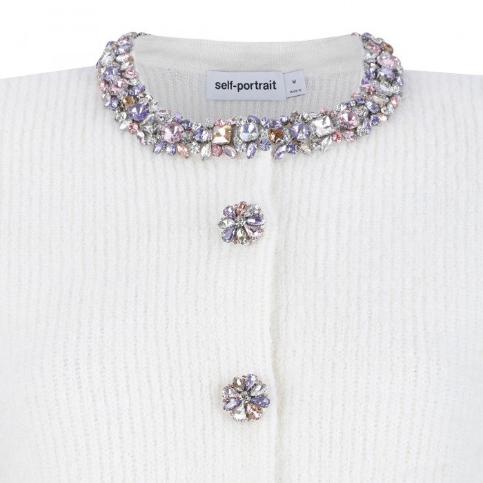 Cream embellished trim cardigan