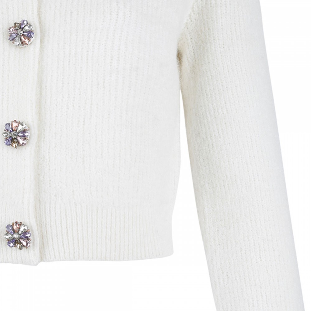 Cream embellished trim cardigan